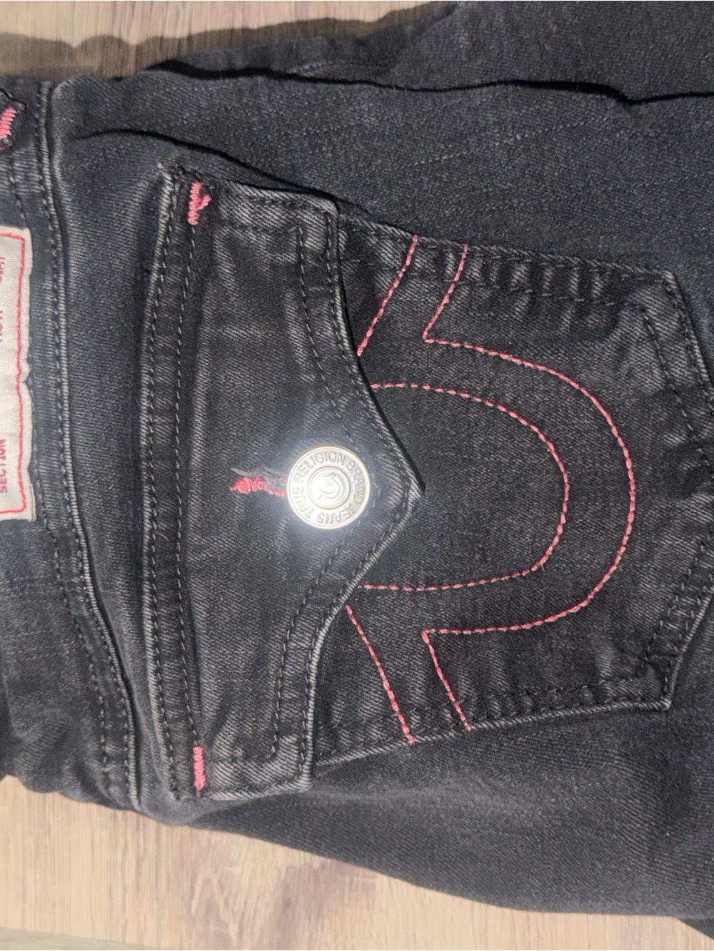 True Religion Black Skinny Jeans with Pink Stitching